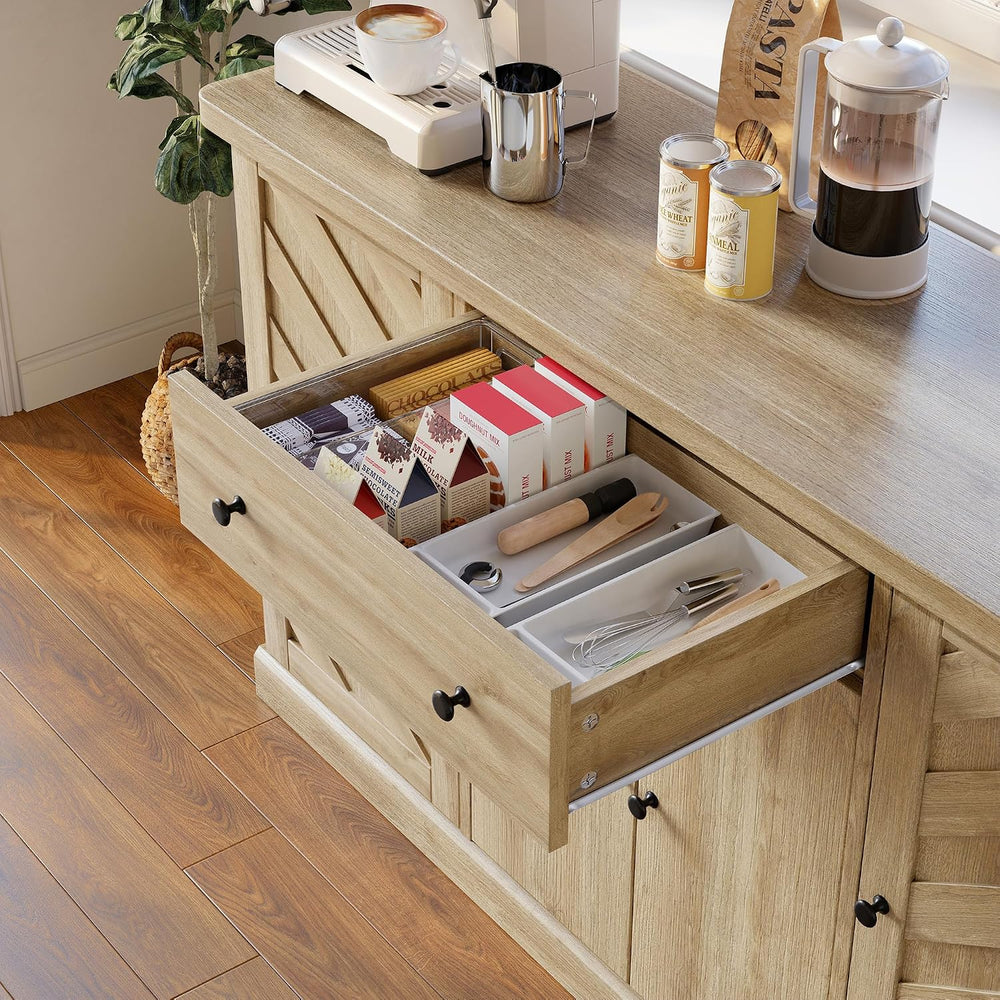 55"W Farmhouse Sideboard Buffet Cabinet with Storage,Kitchen Cabinet,Wood