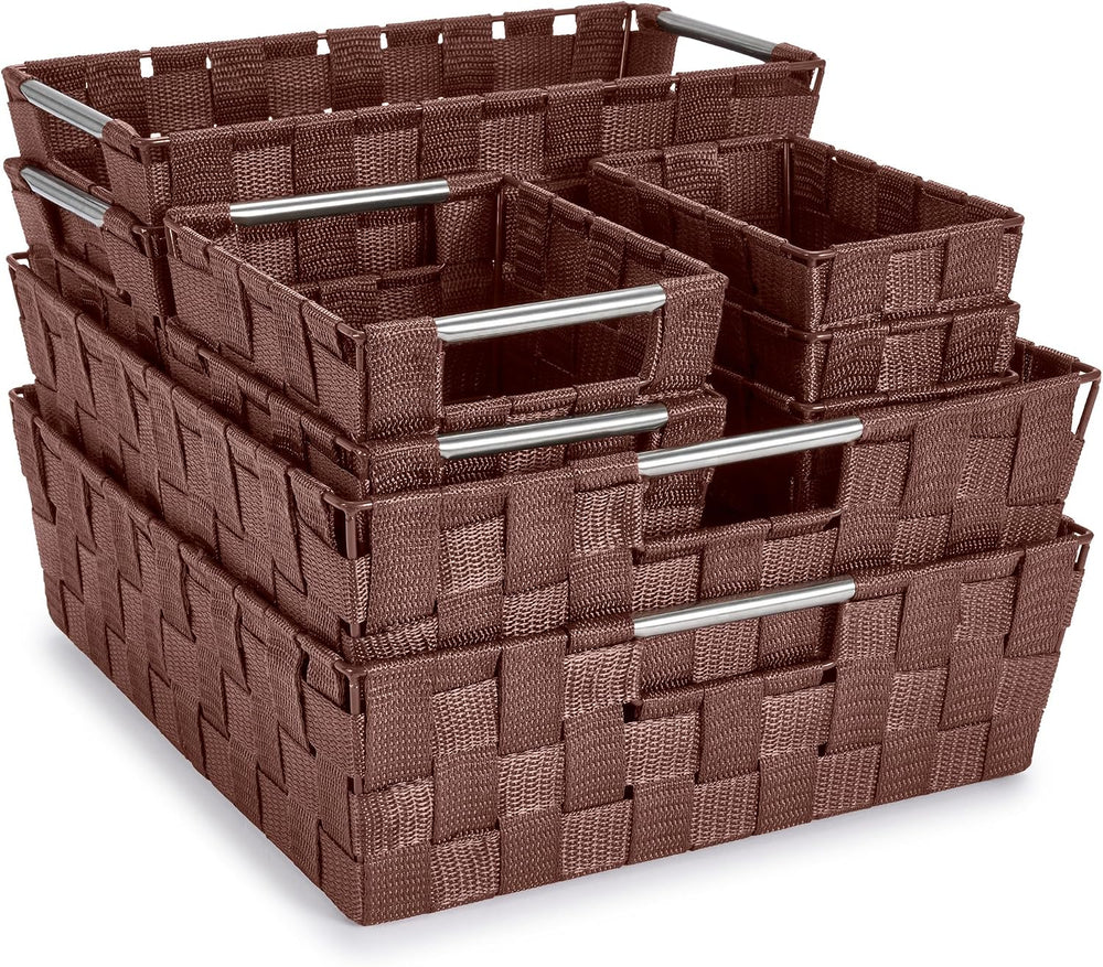 Sorbus Baskets for Organizing, Woven Storage Set (Set of 9, Chocolate)