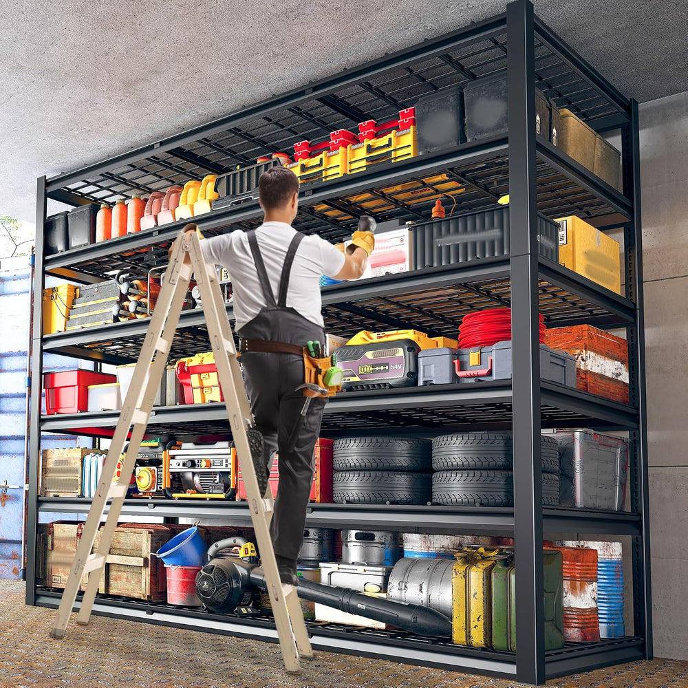 REIBII 60" W Heavy Duty Garage Shelving,6 Tier Metal Shelving Units