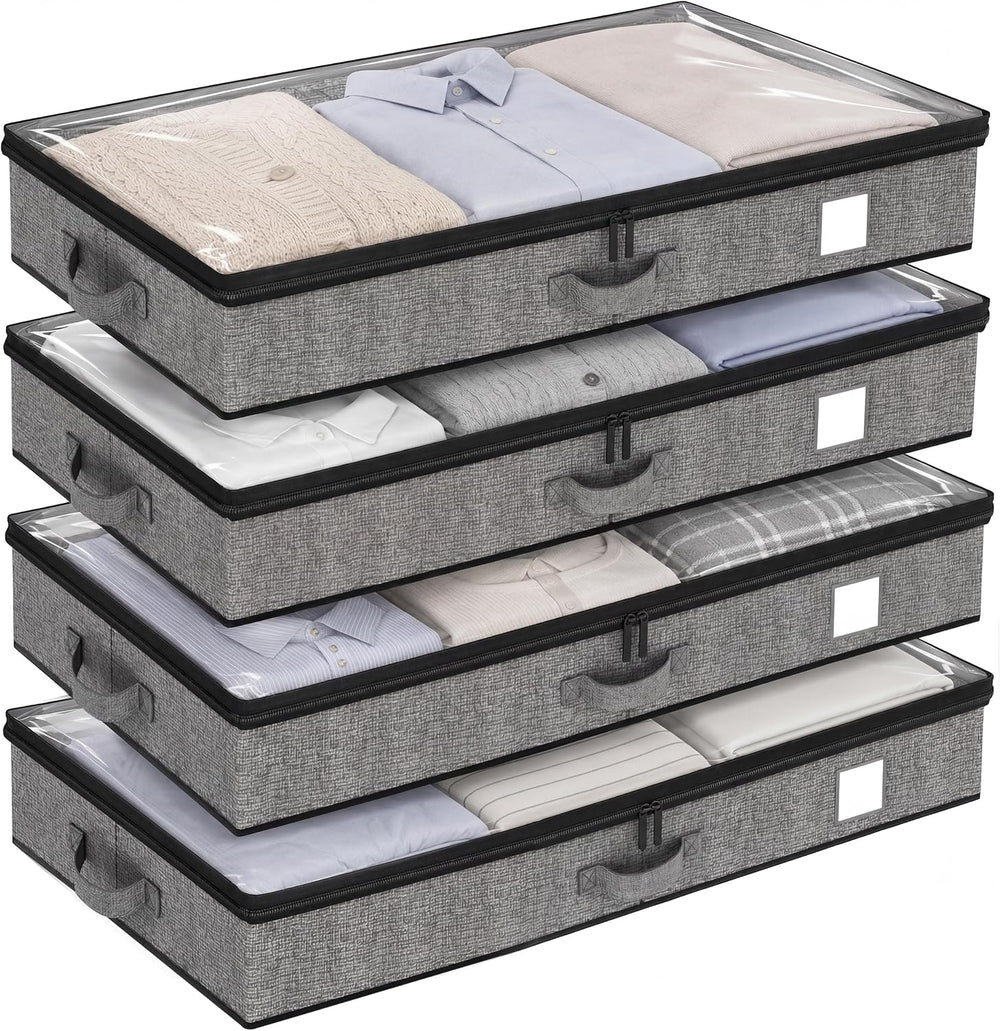 Under Bed Storage Containers 4 Pack Reinforced Underbed Organizer Box
