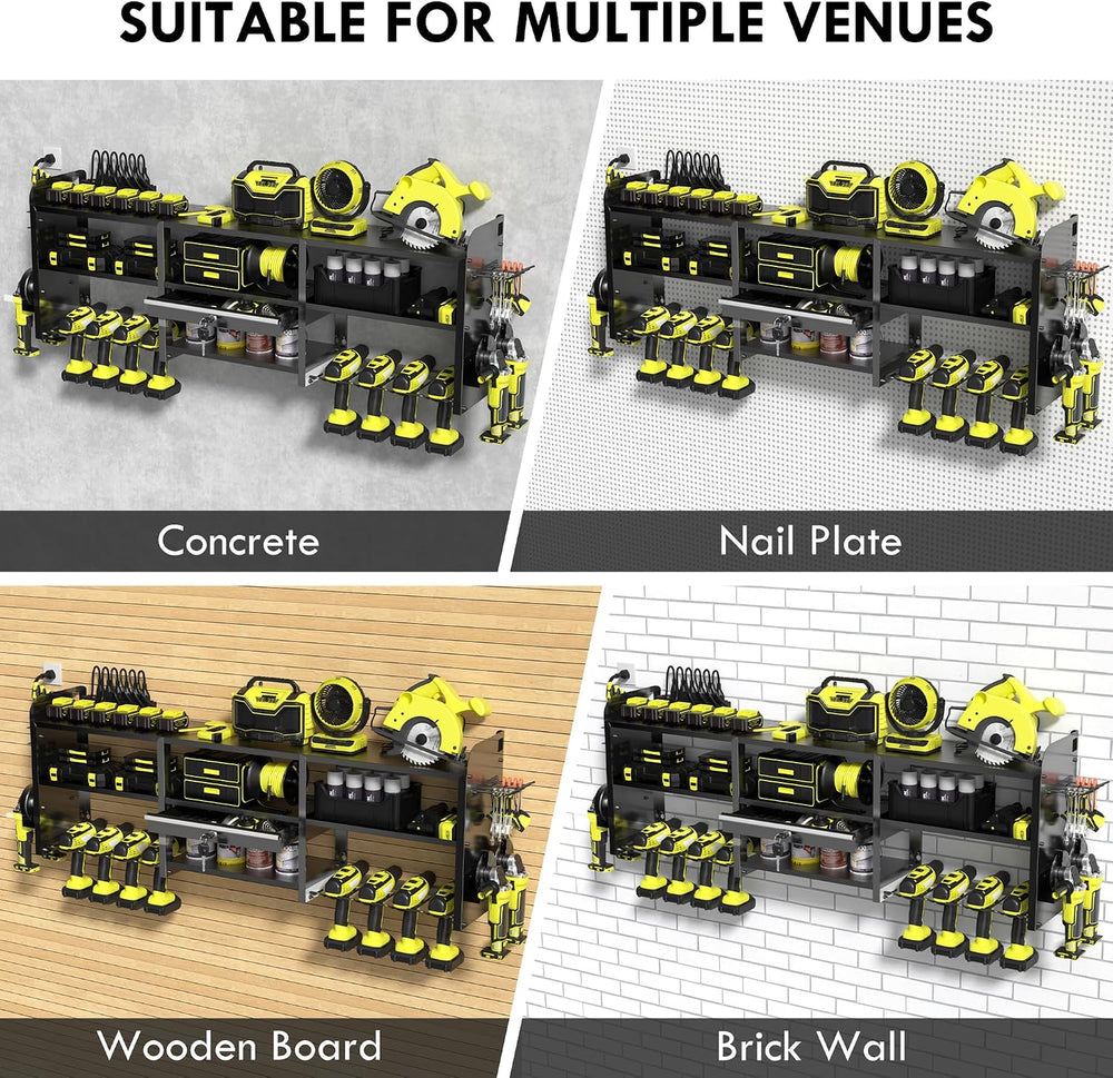 KSVO Large Power Tool Organizer Wall Mount with Locking Drawers, Black