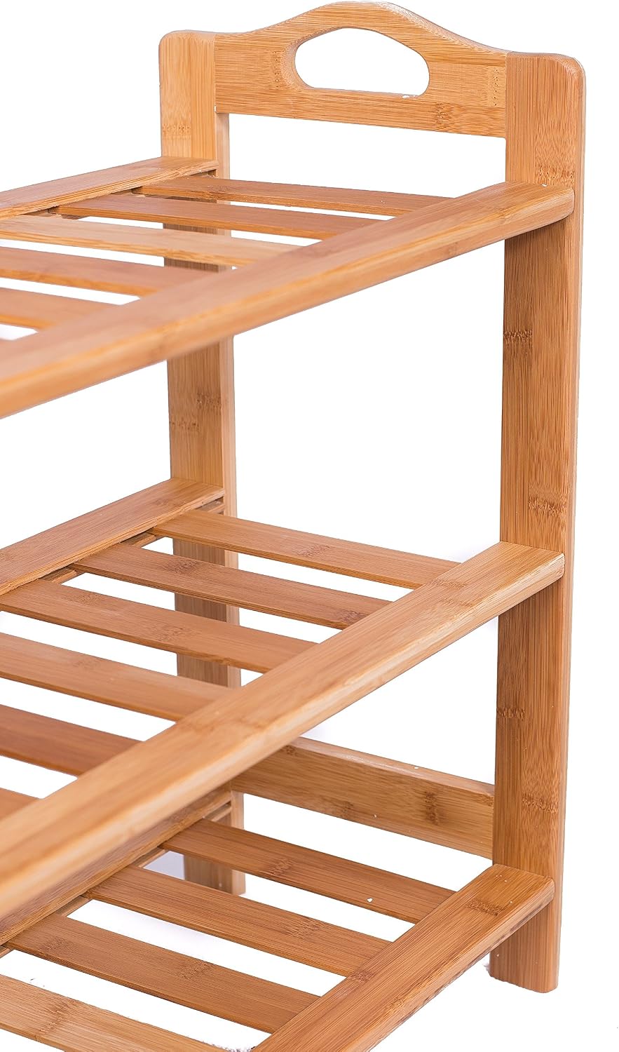 BIRDROCK HOME 3 Tier Free Standing Shoe Rack with Handles | Bamboo | Wood | C...