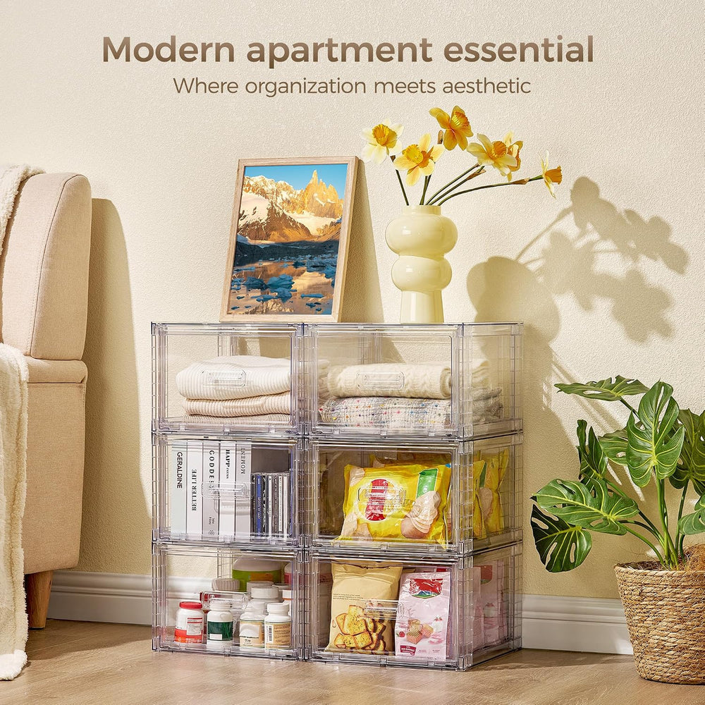 Vtopmart 2 Pack Clear Stackable Storage Drawers 15QT