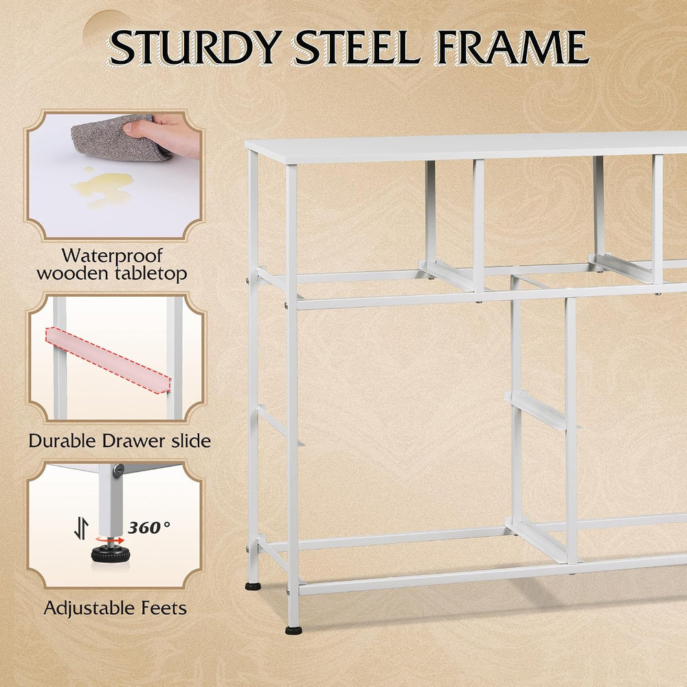 WLIVE Dresser for Bedroom, 7 Drawers, TV Stand, White