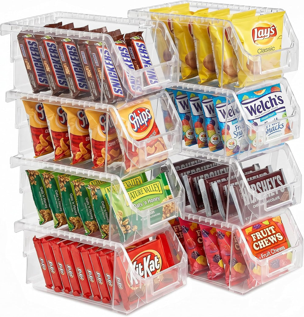 Sorbus Clear Stackable Storage Bins 8 Pack – Open Front Plastic Stackable Pan...