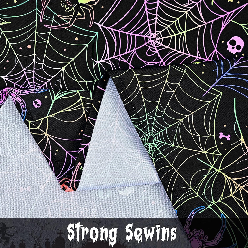 FRAMICS Halloween Tablecloth, Blacklight Table Cloth, Black Spider Web Table ...
