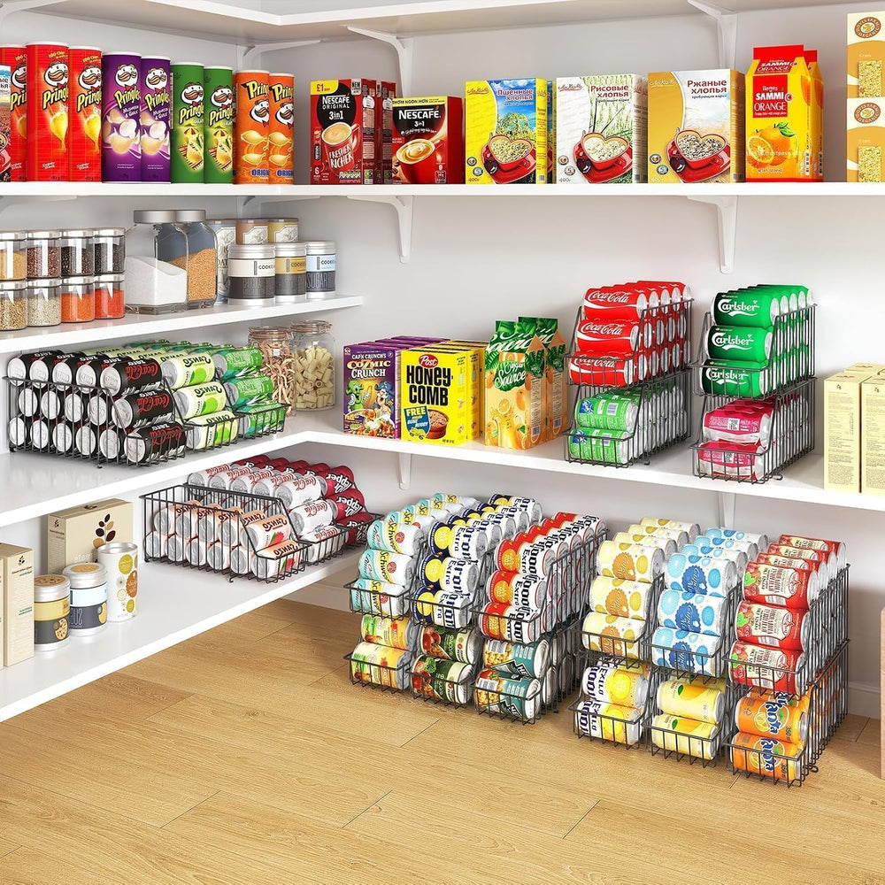 6 Pack Can Storage Organizer for Pantry, Stackble Lengthen Can Holder Rack,Ma...