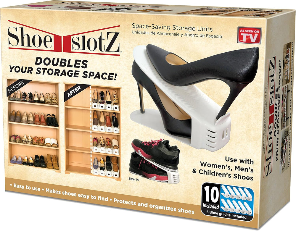 Shoe Slotz Space-Saving Storage Units in Ivory | As Seen on TV | No Assembly ...