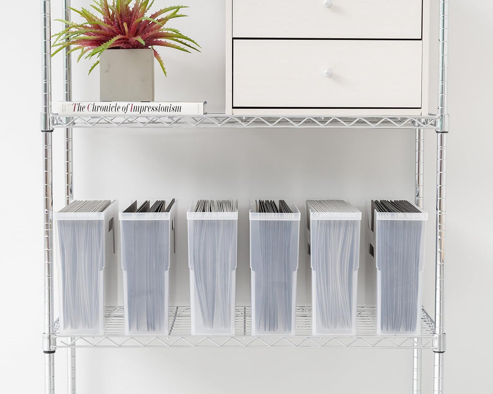 IRIS USA 6-Pack Small Desktop File Box with Open Lid, Clear