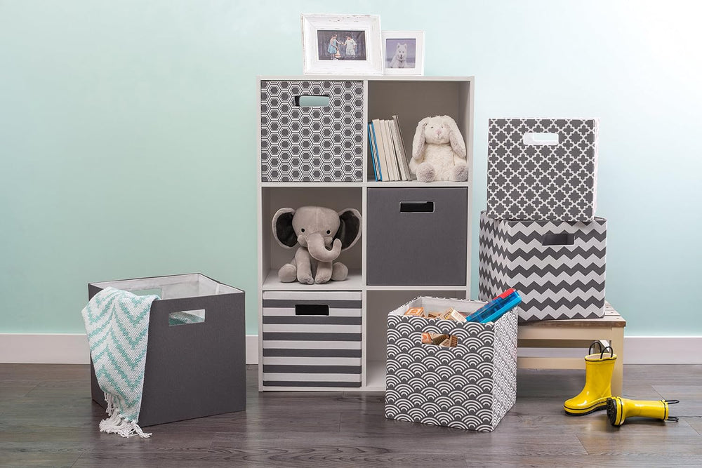 DII Collapsible Polyester Storage Cube, Chevron, Gray, Large