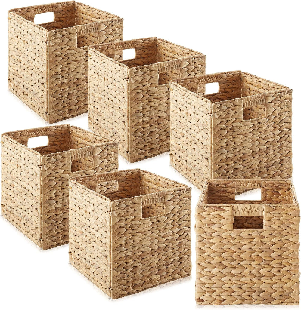Casafield 10.5" x 10.5" Water Hyacinth Storage Baskets, Natural - S...