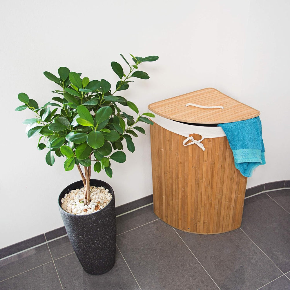 Relaxdays Folding Round Laundry Basket Bin Hamper, 65 x 41 cm, 64 L, Made of ...