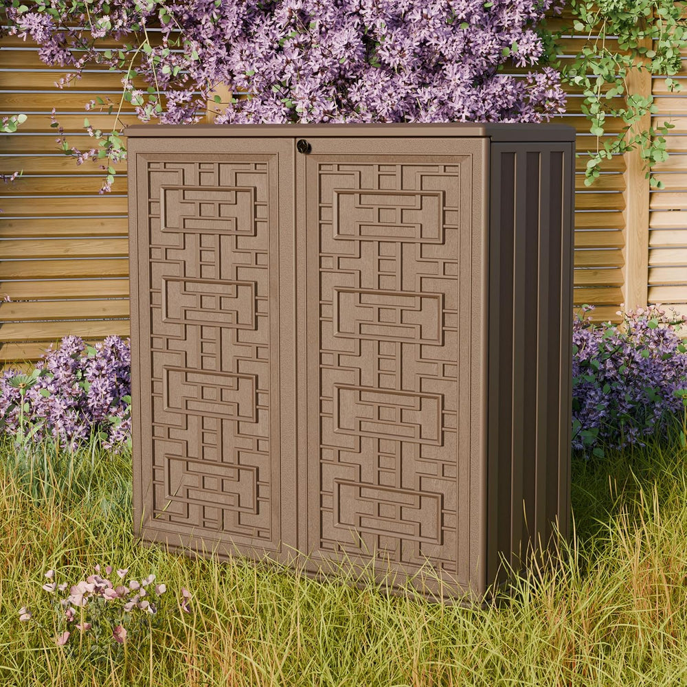 Mrosaa Indoor Outdoor Storage Cabinet Waterproof with 1 Shelf, Plastic Outdoo...