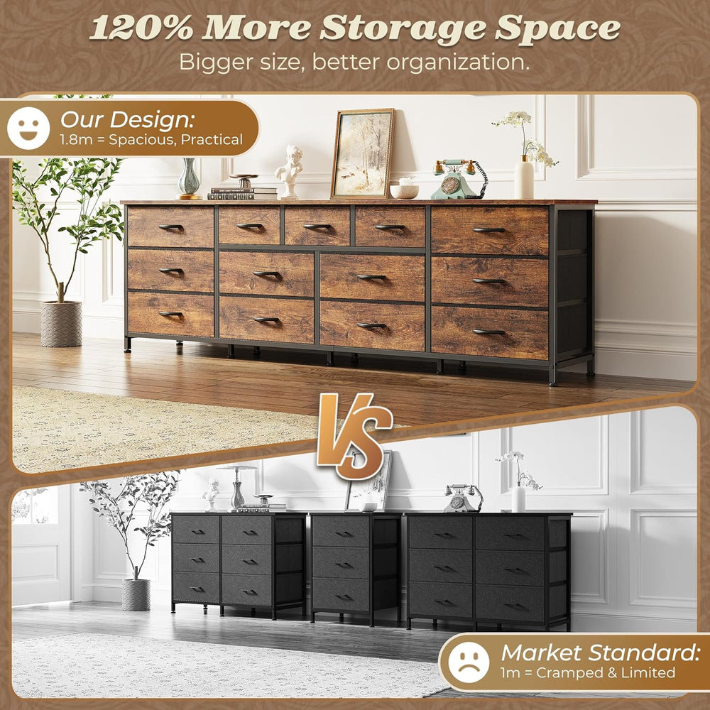 Huuger 70 Inch Long Dresser for Bedroom, TV Stand for 65, 75, 80 Inch TV