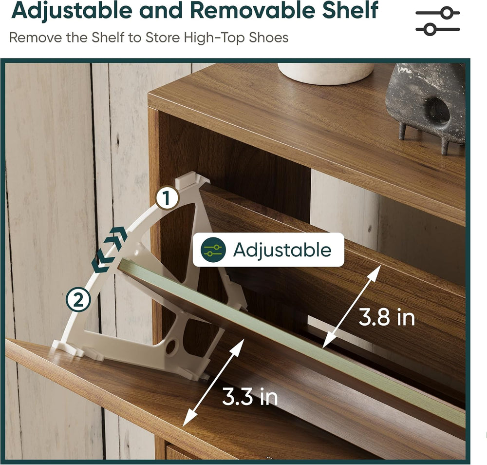 Shoe Storage Cabinet with 2 Flip Drawers, 23.6"(W) Freestanding Shoe Org...