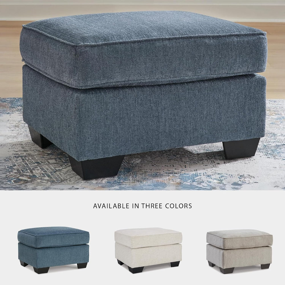 Signature Design by Ashley Ottoman, Cashton Blue Rectangular Foot Rest