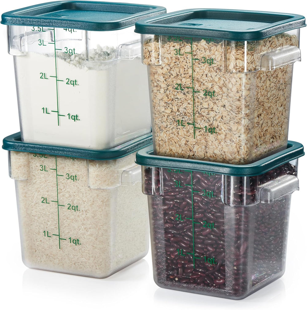CURTA 4 Pack Food Storage Container with Green Lid - NSF Commercial Grade in ...