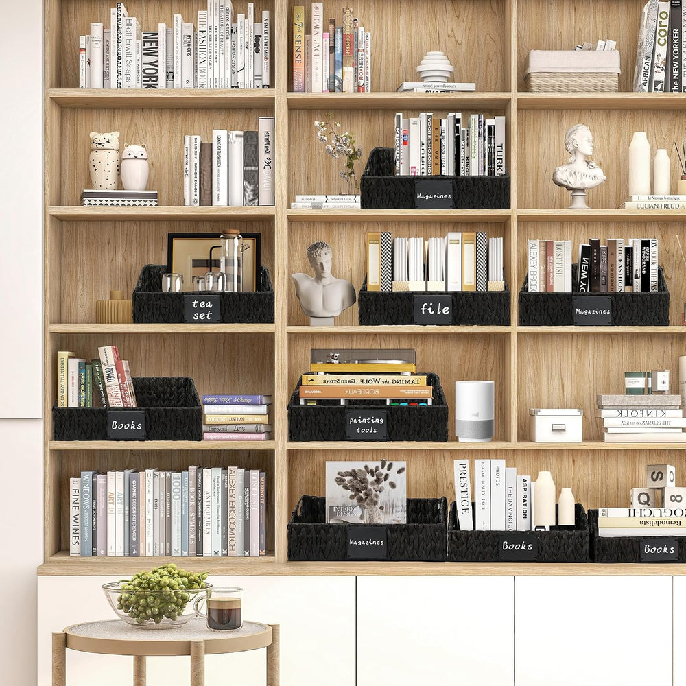 Black Pantry Baskets, Wicker Baskets for Shelves Organizing