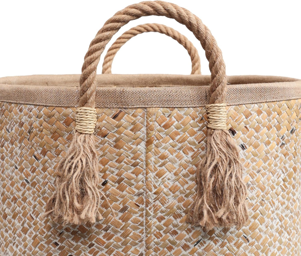 happimess Celia 3-Piece Nesting Storage Baskets 20", Natural/White