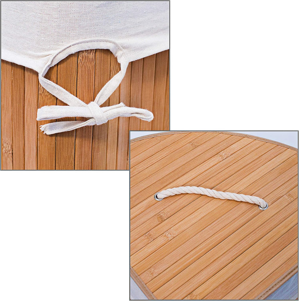 Relaxdays Folding Round Laundry Basket Bin Hamper, 65 x 41 cm, 64 L, Made of ...