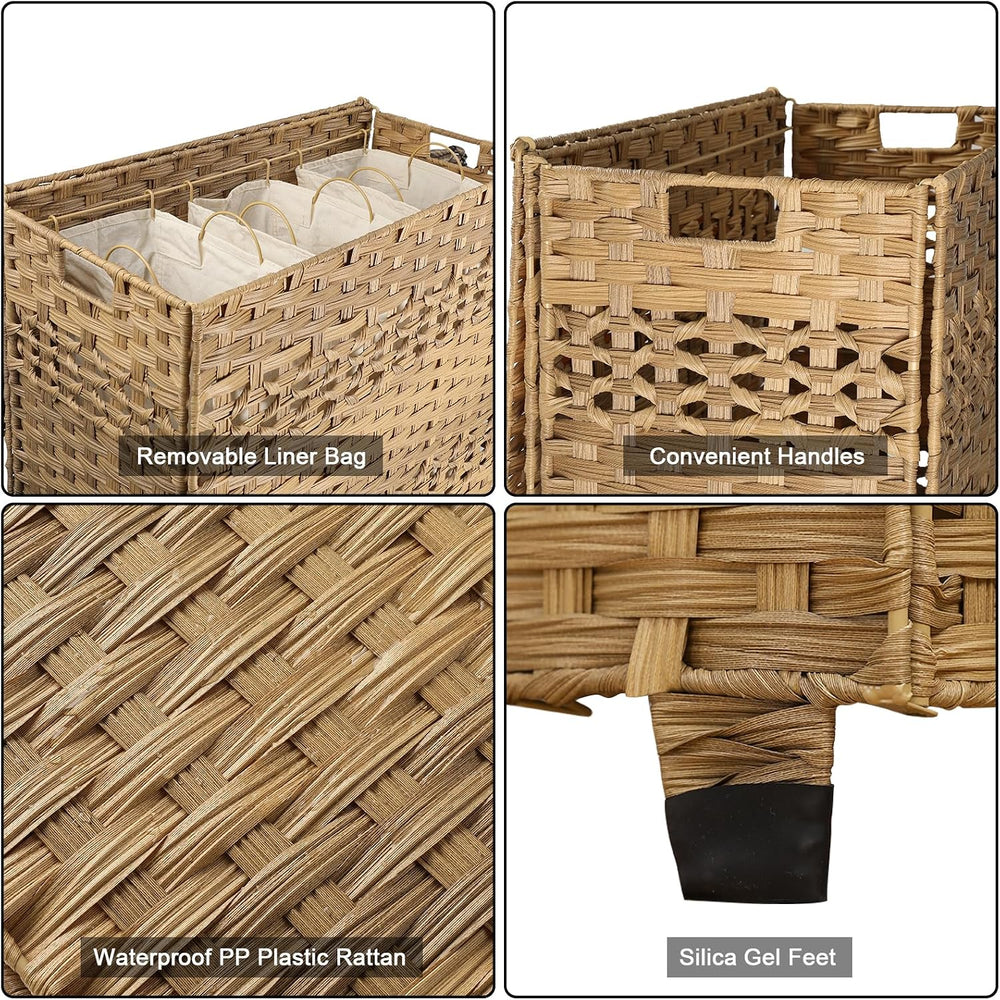 OIAHOMY Laundry Hamper with Lid, 140L Clothes Hamper with 3 Removable Liner B...