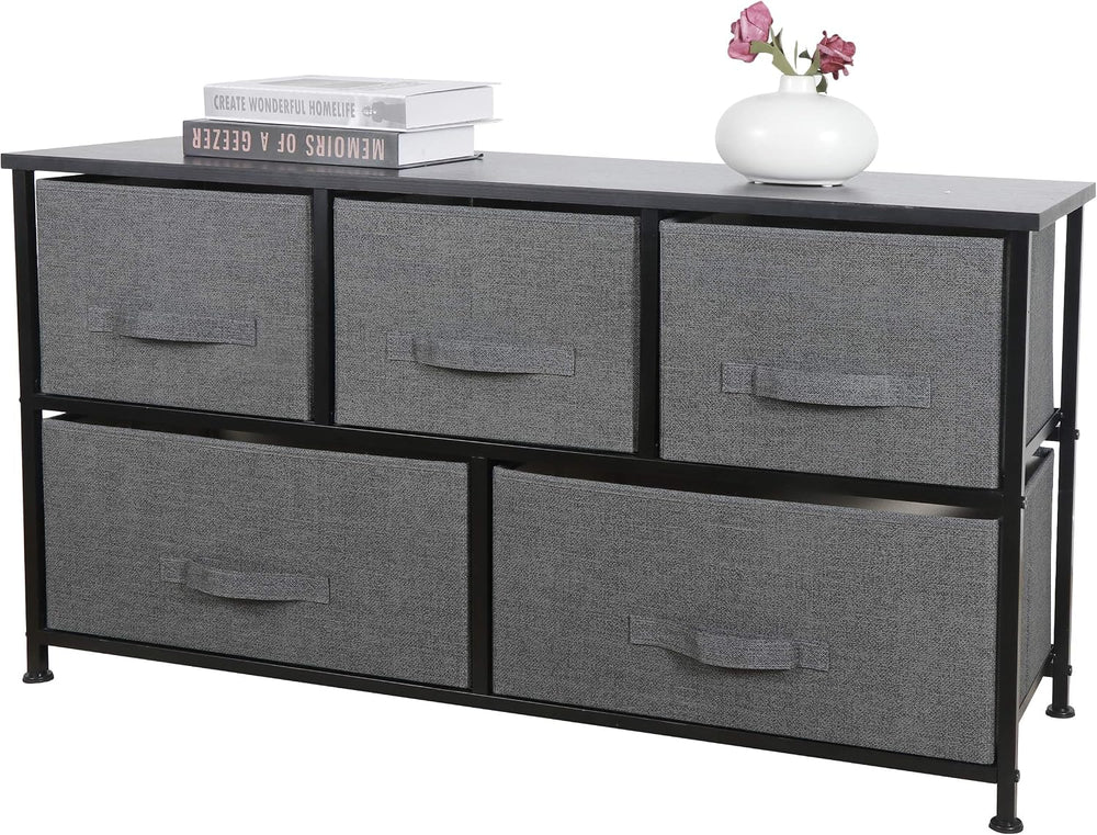 Fabric Dresser 5-Drawer Storage Organizer Unit, Apartment Cloth Dresser with ...