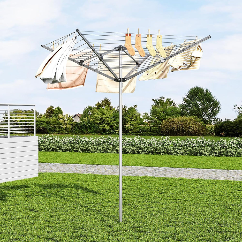 APEXCHASER Outdoor Clothes Drying Rack, 4-arm Umbrella Clothesline, 72.8" H