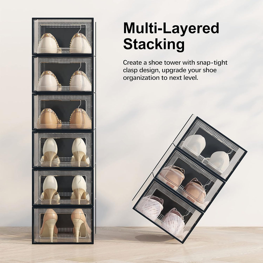 SEE SRPING XX-Large Shoe Storage Box Fit Size 14, Clear Plastic Stackable Sho...