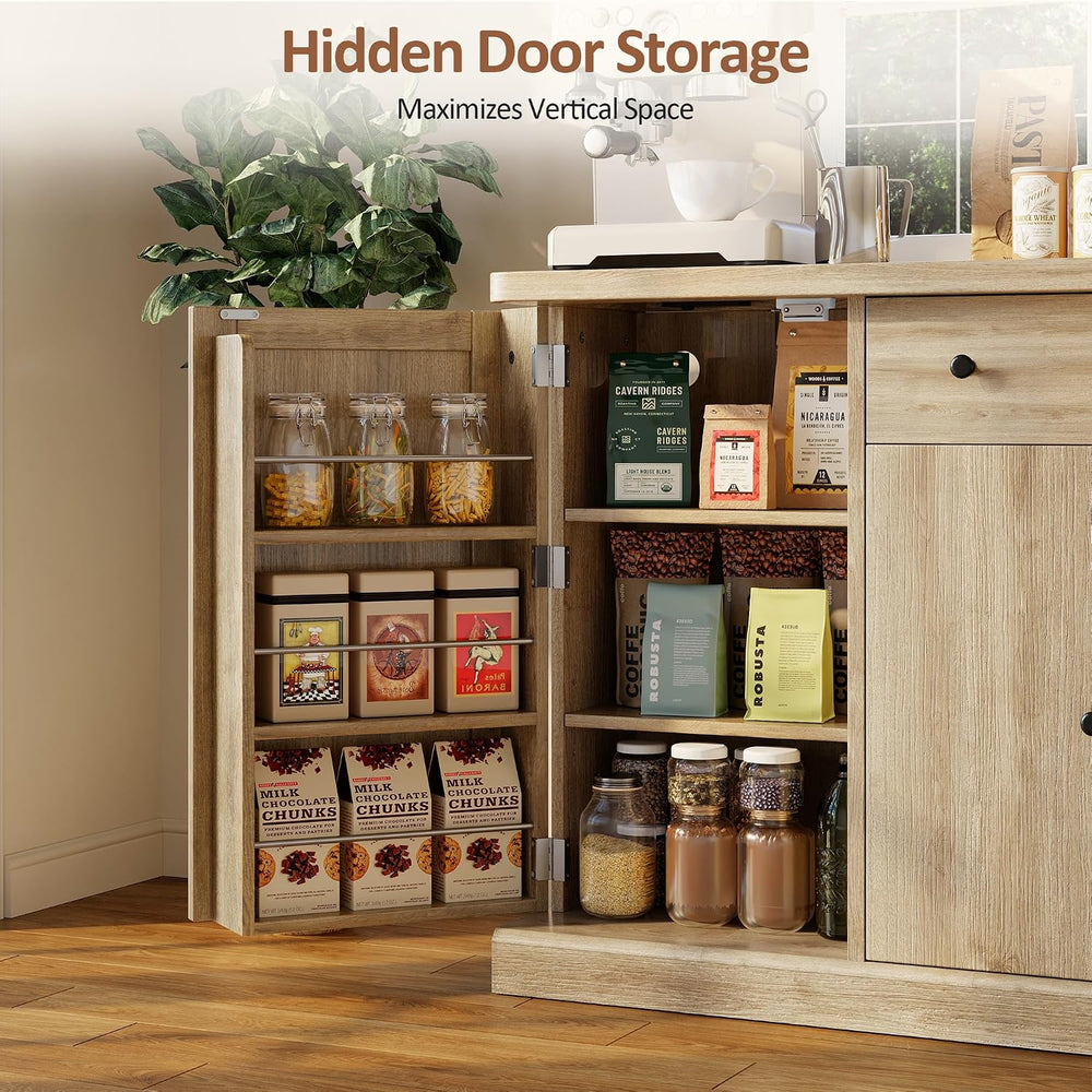 55"W Farmhouse Sideboard Buffet Cabinet with Storage,Kitchen Cabinet,Wood