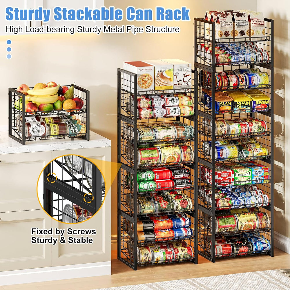 X-cosrack 2-Tier Stackable Can Organizer for Pantry, 3 Packs Adjustable Pantr...