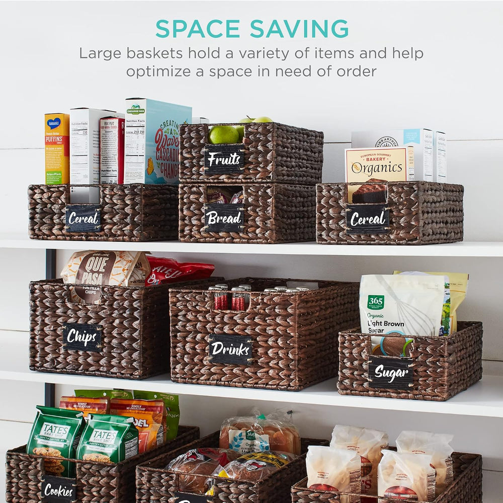 Best Choice Products Set of 4 9x12in Water Hyacinth Pantry Baskets, Woven Org...