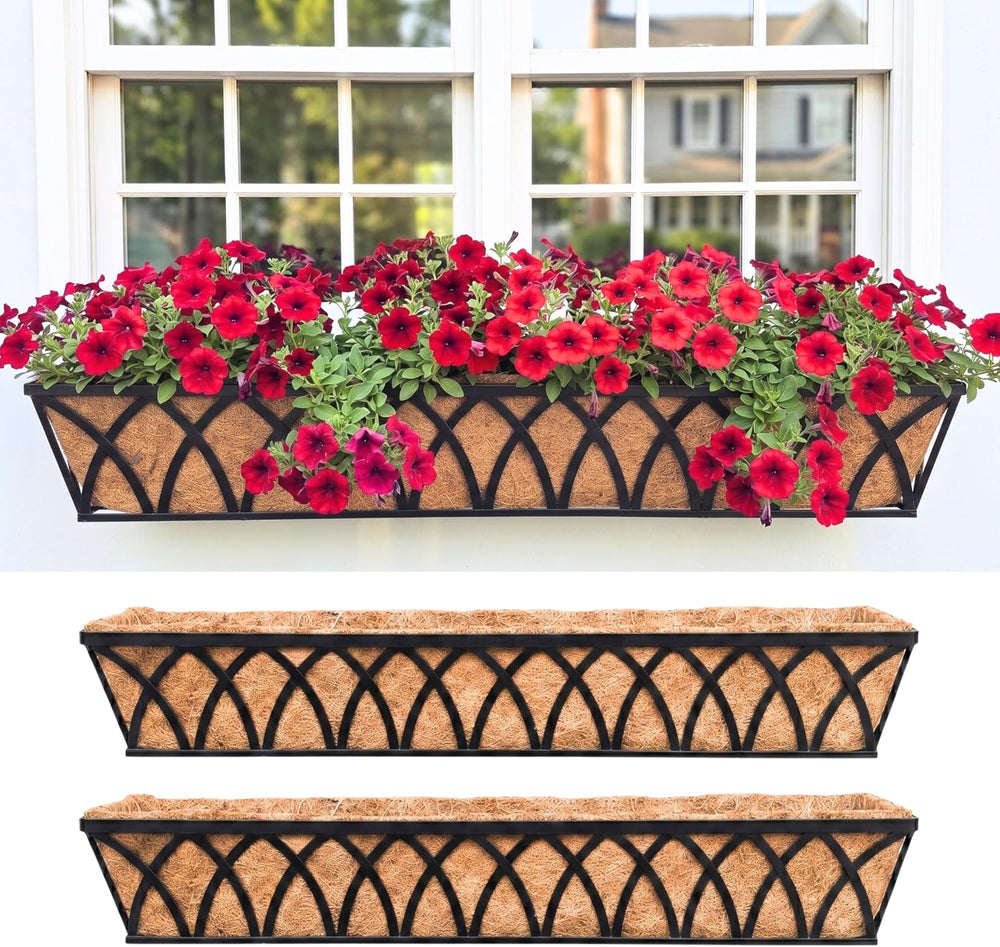 LaLaGreen Wall Planters (2 Pack, 48") Rectangular Black Metal Hanging Wi...