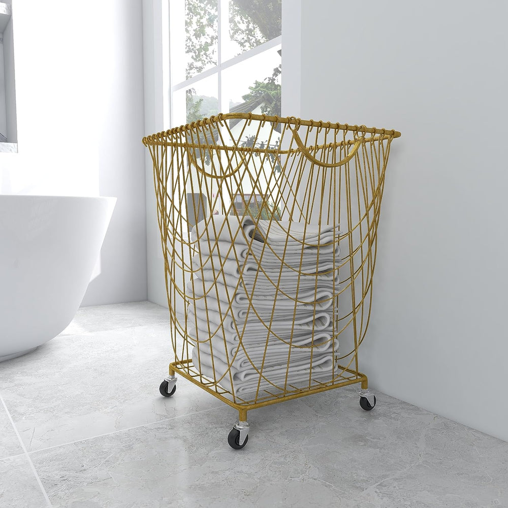 Deco 79 Metal Square Storage Cart with Wheels and Handles, 16" x 17"...