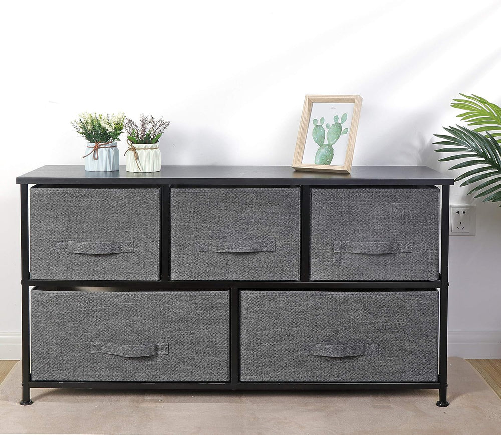 Fabric Dresser 5-Drawer Storage Organizer Unit, Apartment Cloth Dresser with ...