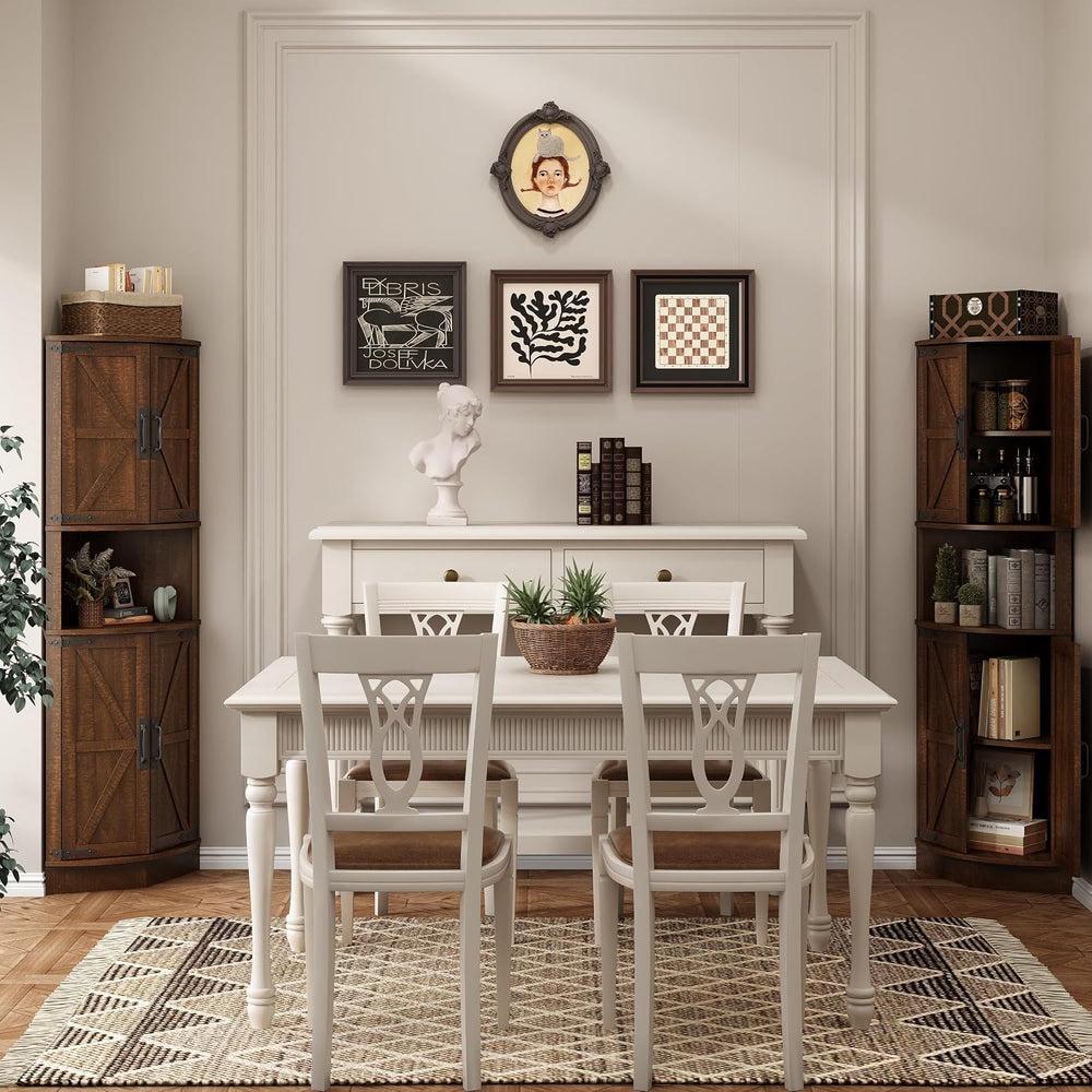 Vabches 64.8" Tall Farmhouse Corner Cabinet with 4 Doors and 5 Storage S...