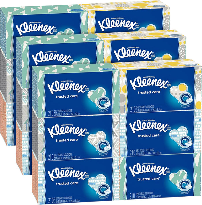 Kleenex Everyday Facial Tissues, 210 Tissues per Flat Box, 18 Pack