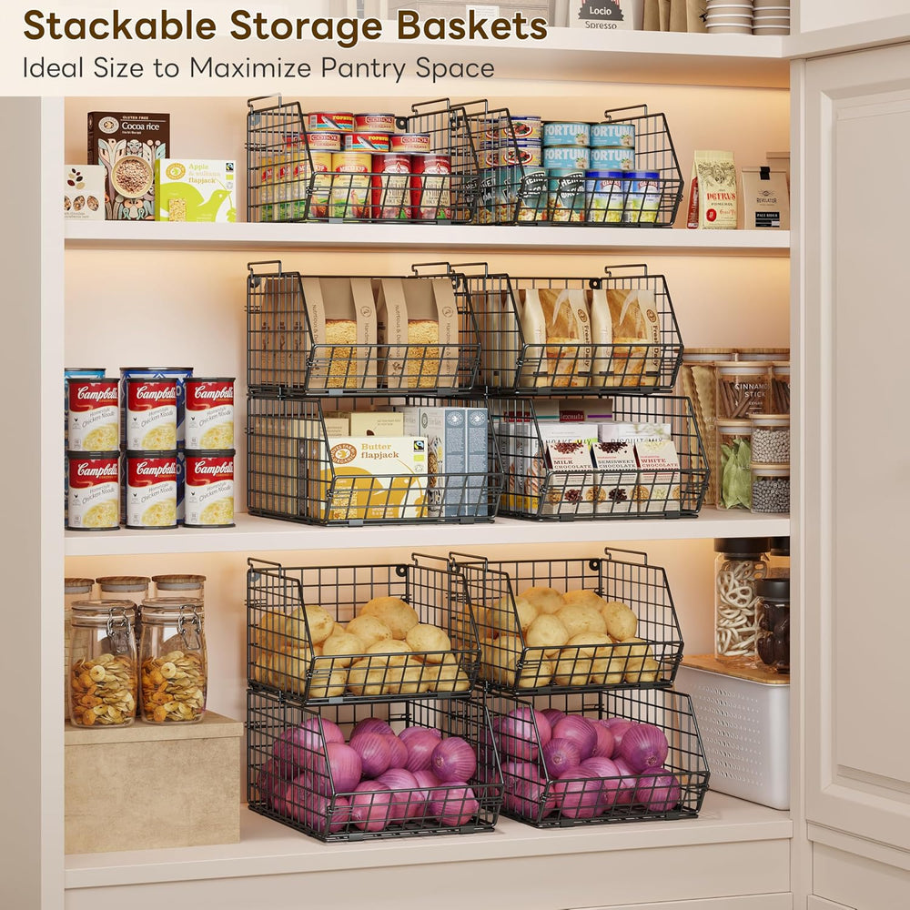 3-Tier Stackable Wire Baskets, Fruit and Vegetable Storage for Counter