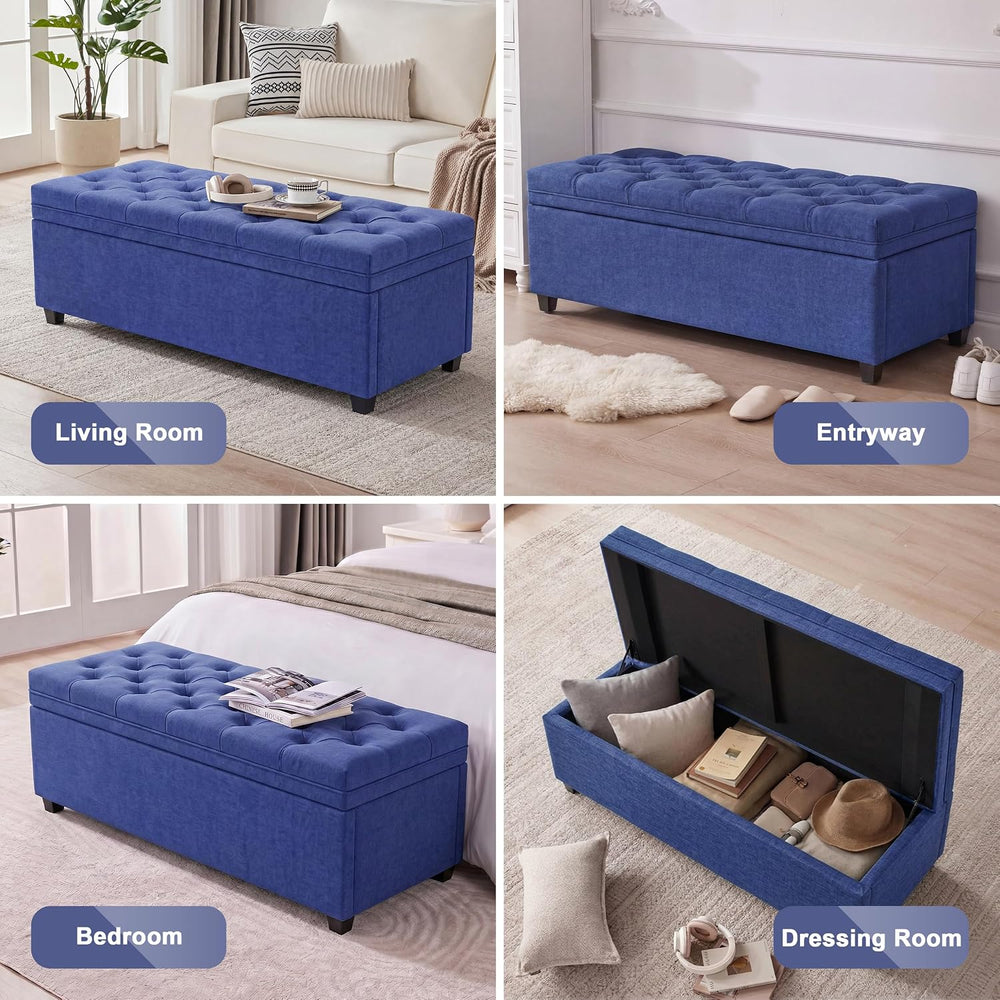 Mangodan 50 Inch Large Storage Ottoman, Tufted Ottoman with Storage
