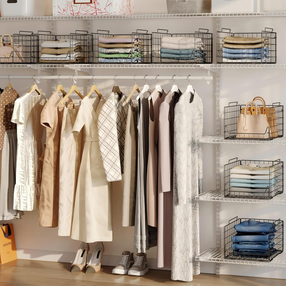 Jakyitvi 5-Tier Stackable Closet Organizer Shelf – Foldable Metal Storage Bin...