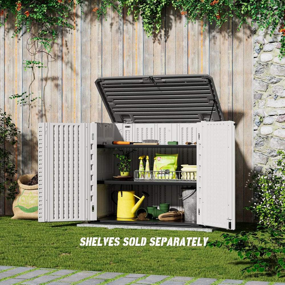 Mrosaa Outdoor Patio Storage Shed,Waterproof Horizontal Outdoor Storage Cabin...