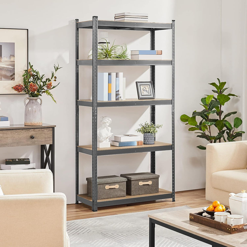 Topeakmart 5 Tier Metal Storage Shelving Unit, 35.5x16x71 Inch Dark Gray