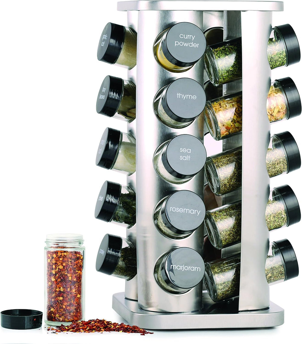 Orii 20 Jar Rotating Spice Rack with Spices Included & 5-Year Free Spice ...