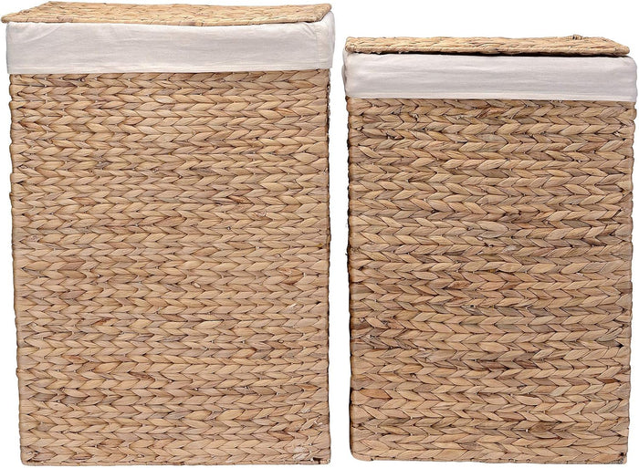 Lavish Home Handmade Wicker Laundry Hampers, Natural, Set of 2, 26”/24”