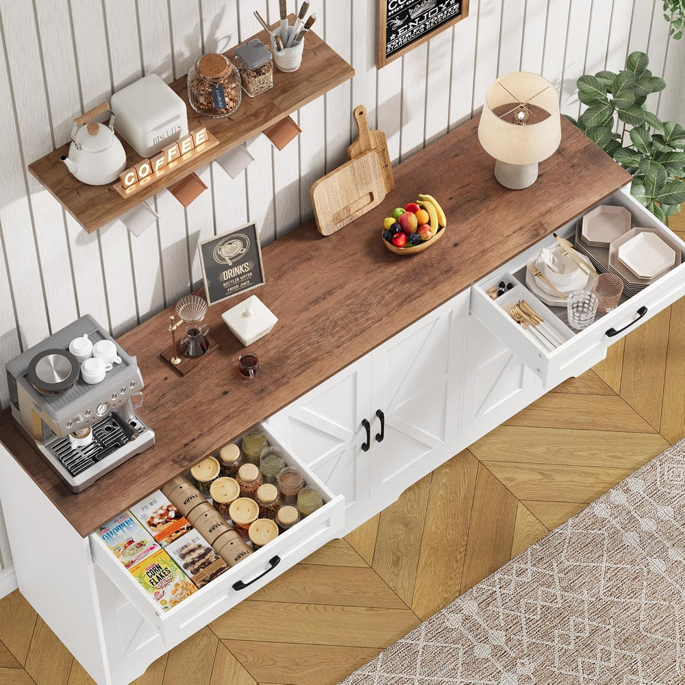 71” Large Kitchen Buffet Cabinet with Adjustable Shelves