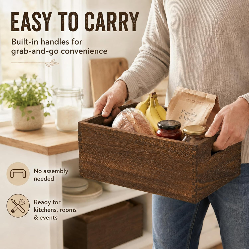 5 Pack Wooden Crates for Display Nesting Wood Crate for Storage with Handle