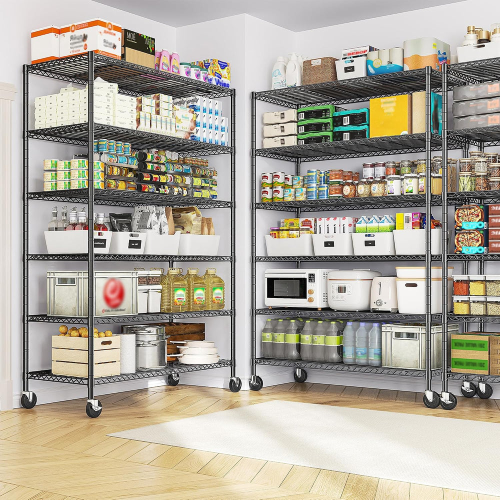 Romorgniz Storage Shelves with Wheels, 6 Tier Wire Shelving Adjustable Metal ...