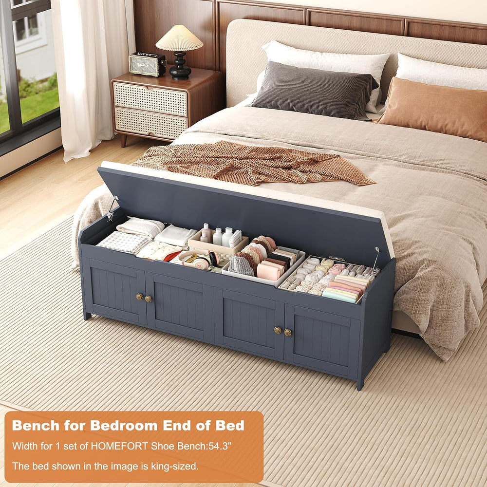 HOMEFORT 54.4" Shoe Bench with Lift Top Storage, Entryway Bench with Cus...