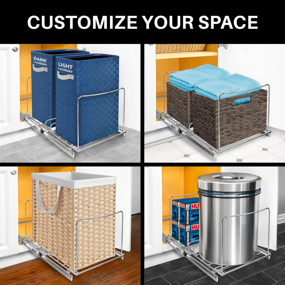 LYNK PROFESSIONAL® Double Pull Out Trash Can Under Cabinet - Under Sink Trash...
