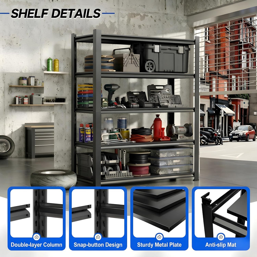 47.2" W 2500LBS Heavy Duty Garage Metal Storage Shelving Unit