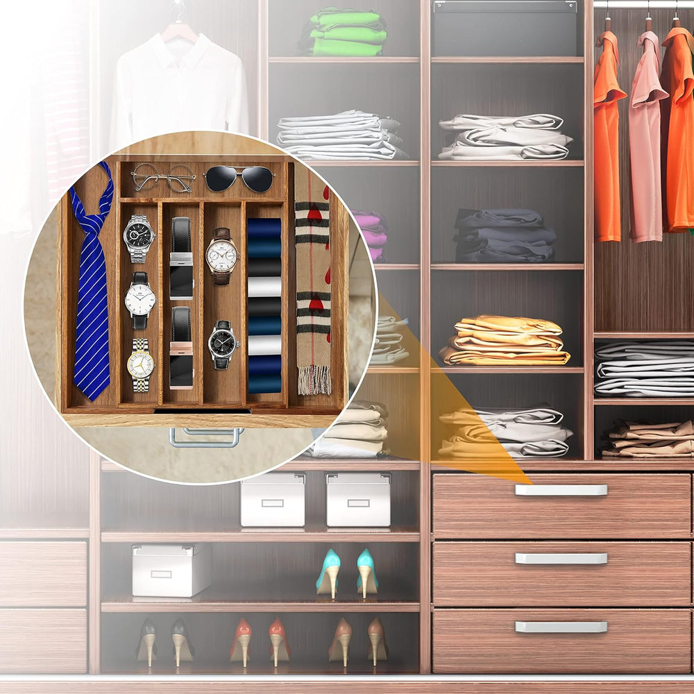 Bellsal Acacia Silverware Organizer Kitchen Drawer Organizer Expandable Bambo...